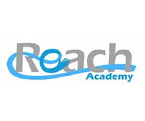 the logo for the reach academy